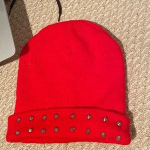 Forever 21 Red Studded Beanie